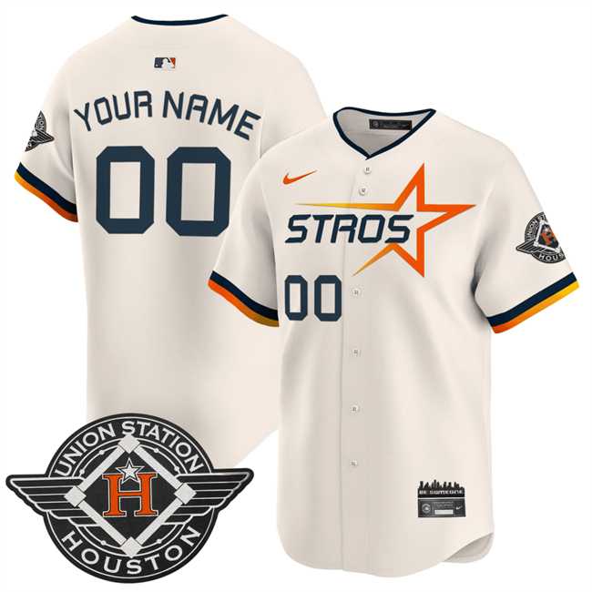 Mens Houston Astros Active Player Custom Cream 2025 City Connect Limited Stitched Baseball Jersey